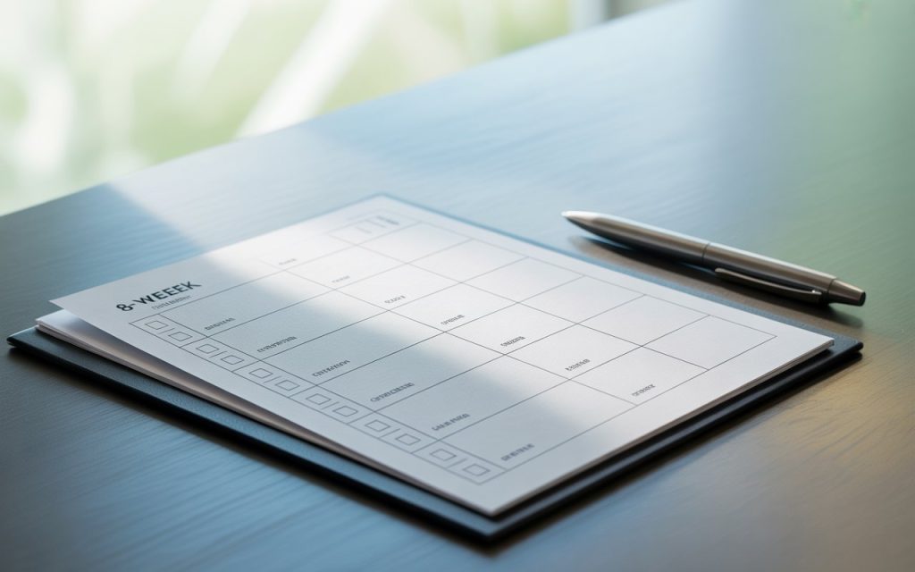 Travel planning timeline from 8 weeks out