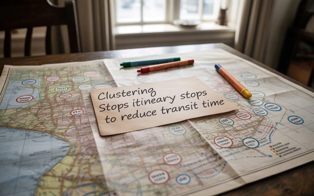 Clustering itinerary stops to reduce transit time